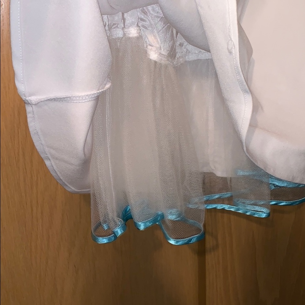 White Dress with Aqua Blue Bow - Picture 5 of 6